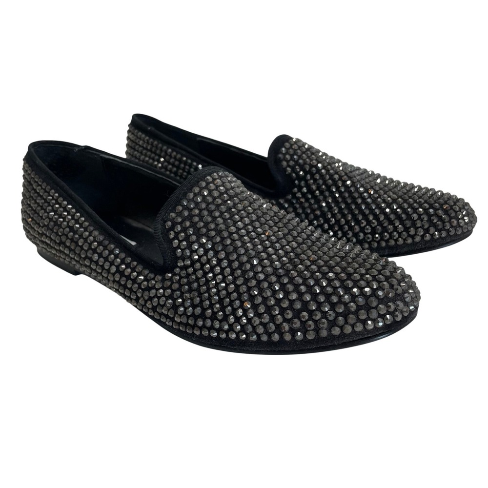 Steve Madden Womens Black Rhinestone Loafers Sparkle Flat 8.5 MJ Michael Jackson